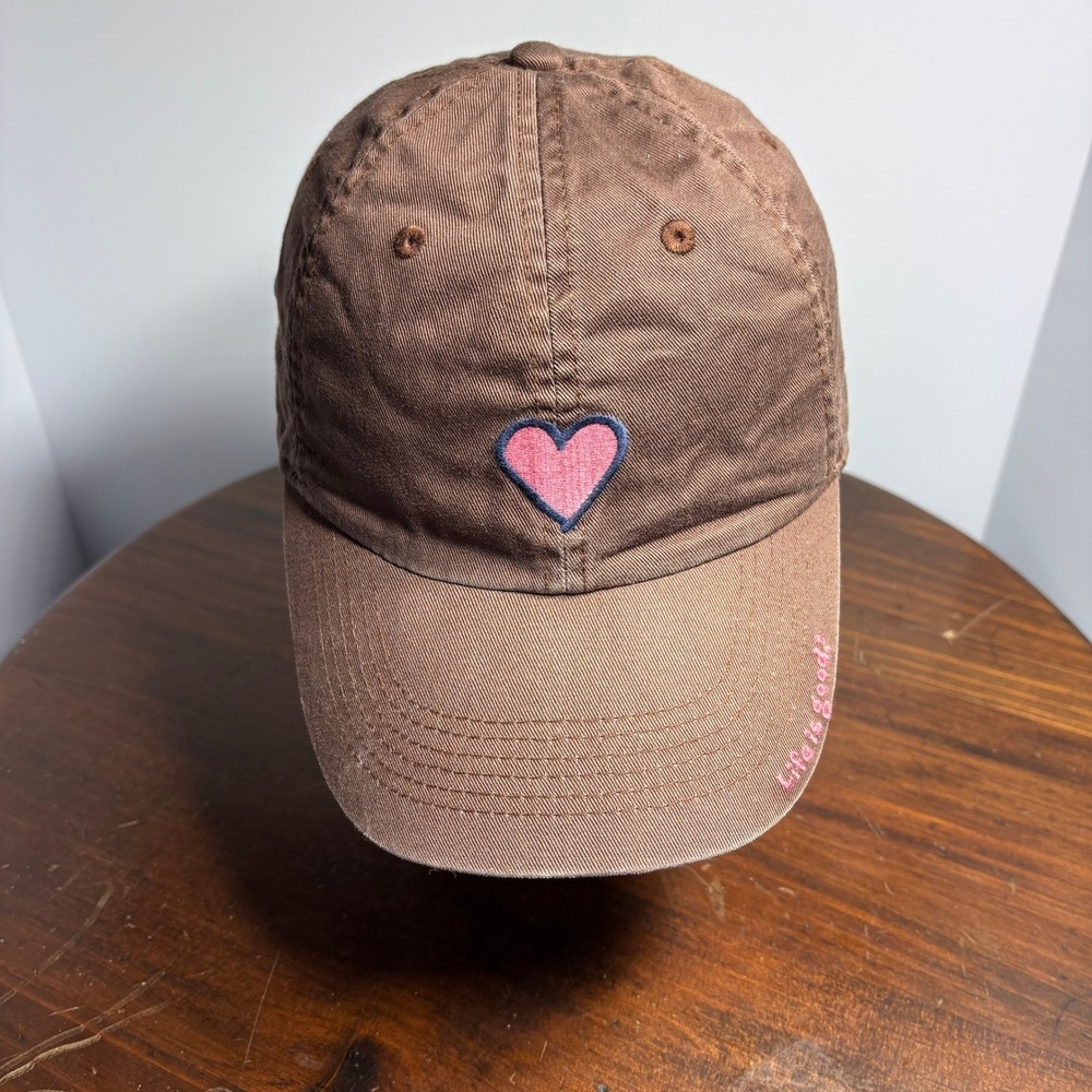 Life is Good Baseball Cap Womens OS Brown Heart Tattered Chill Cap Adjustable‎